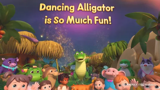 Joyful Alligator Celebrates with Fireworks in Jungle – AI Generated Video | Hailuo AI