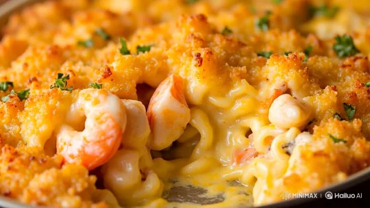 Golden Seafood Macaroni and Cheese Recipe – AI Generated Video | Hailuo AI