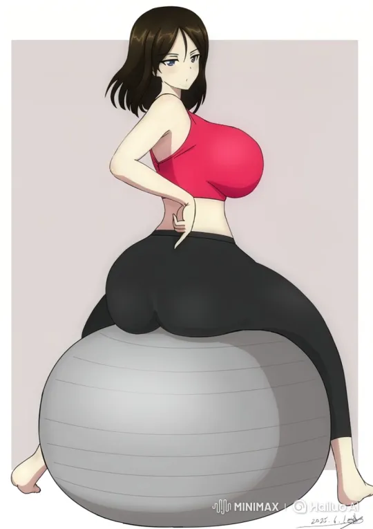 Anime Woman Shrinks on Exercise Ball – AI Generated Video | Hailuo AI