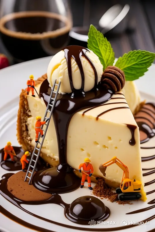 Miniature Workers "Renovate" Cheesecake Construction Site – AI Generated Video | Hailuo AI