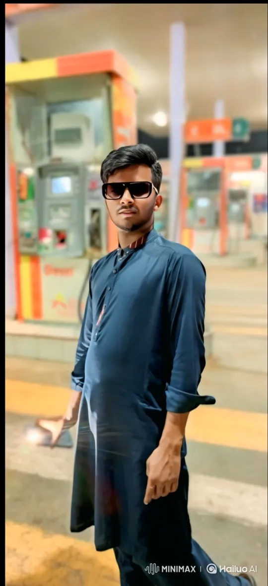Young Man in Sunglasses at Nighttime Gas Station – AI Generated Video | Hailuo AI