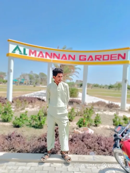 Young Gentleman with Classic Motorcycle and Garden Sign – AI Generated Video | Hailuo AI
