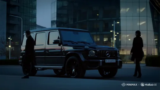 Stylish Person Drives Away in G-Wagen at Twilight – AI Generated Video | Hailuo AI