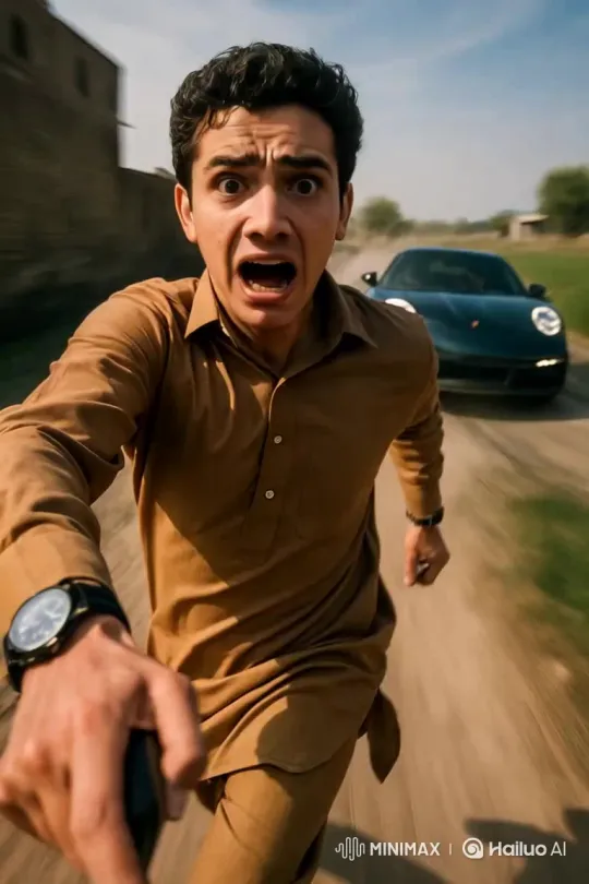 Young Man Enters Porsche 911 on Modern Village Street – AI Generated Video | Hailuo AI