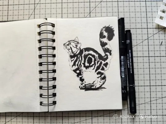 Animated Cat Walking in Place on Sketchbook Page – AI Generated Video | Hailuo AI