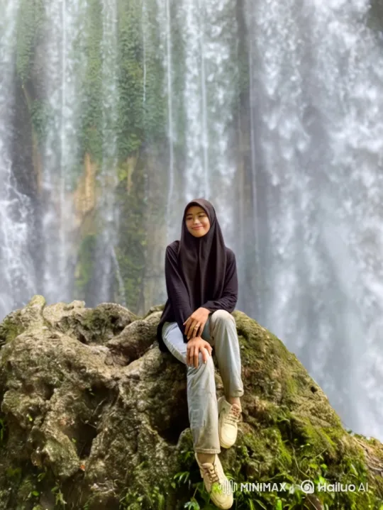 Woman by Waterfall to Earth from Space Panorama – AI Generated Video | Hailuo AI