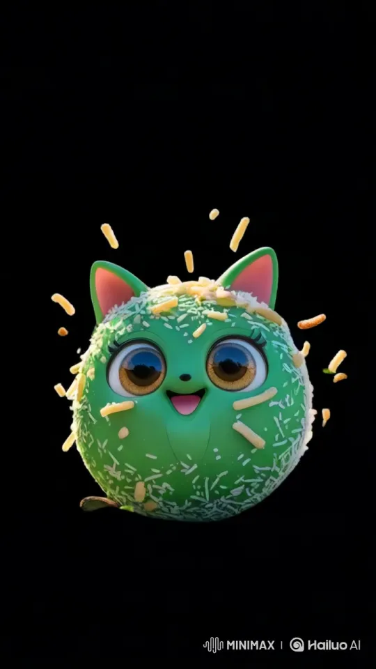Cute Klepon Character Joyfully Swims in Pool – AI Generated Video | Hailuo AI