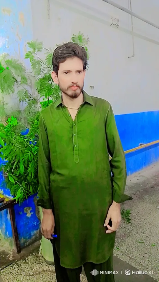 Young Man in Olive-Green Clothing, Calmly Stands in Corridor – AI Generated Video | Hailuo AI