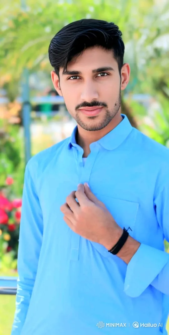 Young Man in Garden: Calm, Engaging Gaze and Gentle Smile – AI Generated Video | Hailuo AI