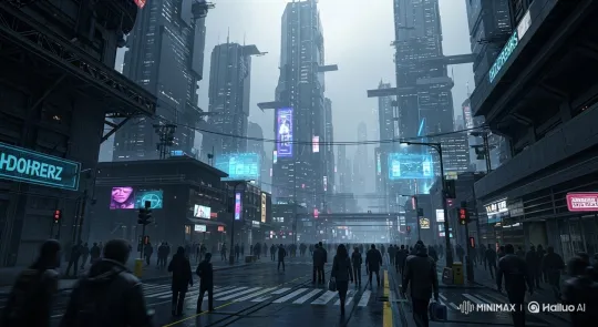 Futuristic Cityscape: Rainy Day Loop – AI Generated Video | Hailuo AI