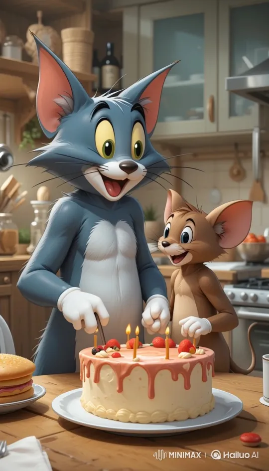 Tom and Jerry's Birthday Cake Chase – AI Generated Video | Hailuo AI