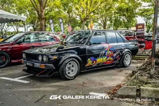 Modified Black Sedan Showcased at Car Event – AI Generated Video | Hailuo AI