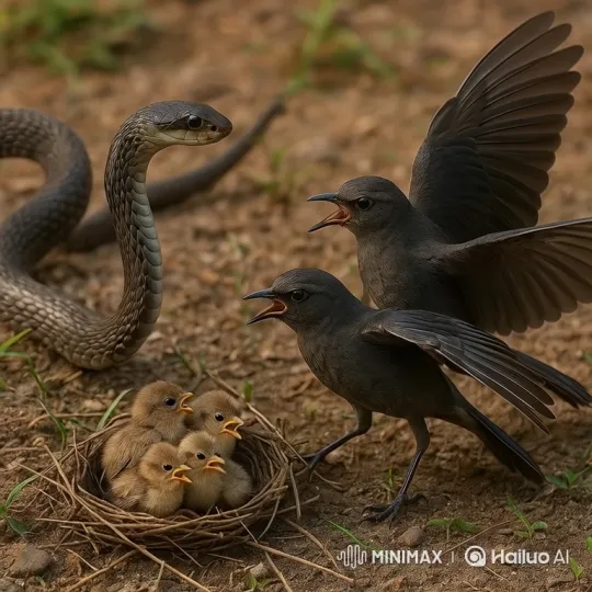 Birds Defend Nest Against Snake in Dramatic Forest Scene – AI Generated Video | Hailuo AI