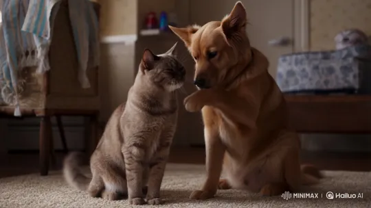 Dog Mimics Playing Guitar with Cat's Whiskers – AI Generated Video | Hailuo AI