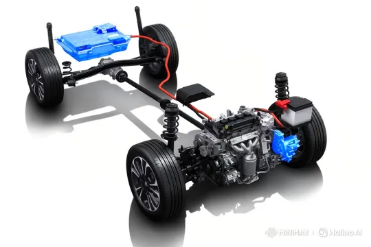 Hybrid Car Powertrain Energy Flow Visualization – AI Generated Video | Hailuo AI