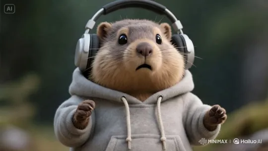 Determined Marmot in Hoodie Portrays Office Worker – AI Generated Video | Hailuo AI