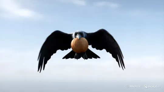 Crow Releases Walnut, Dove Emerges and Flies Away – AI Generated Video | Hailuo AI