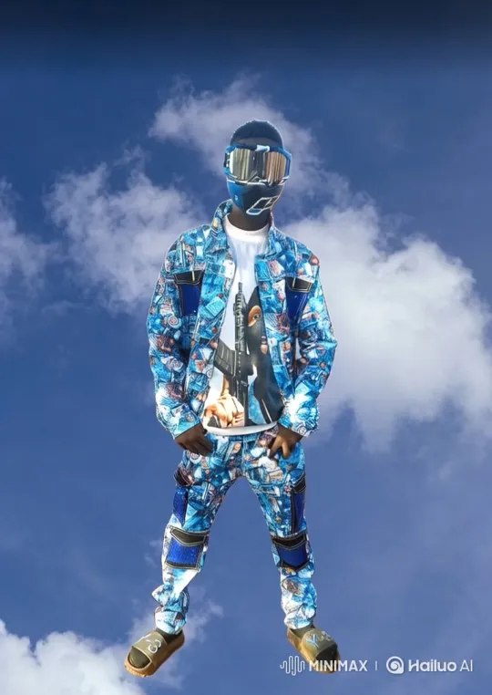 Floating Figure in Patterned Outfit with Surreal Sky Background – AI Generated Video | Hailuo AI