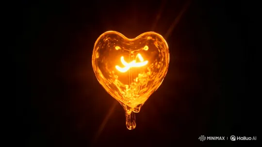 Heart-Shaped Lightbulb Gently Trembles in Darkness – AI Generated Video | Hailuo AI