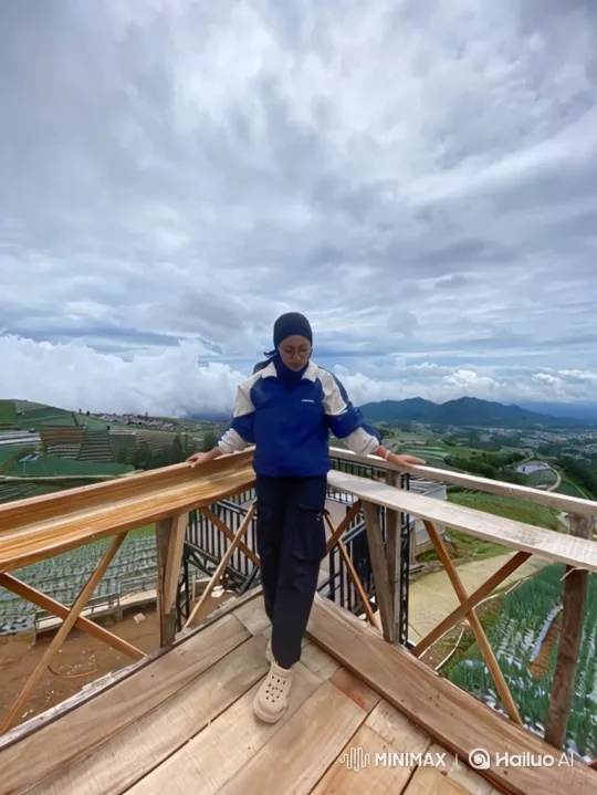Woman on Mountain Platform to Earth from Space Panorama – AI Generated Video | Hailuo AI