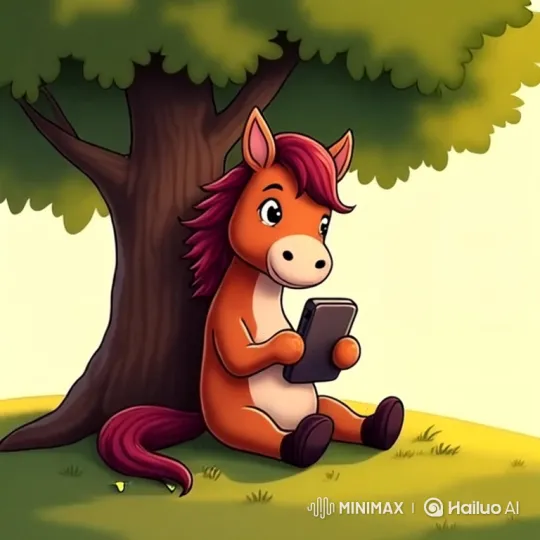 Peaceful Horse Enjoying Smartphone in Golden Sunrise – AI Generated Video | Hailuo AI