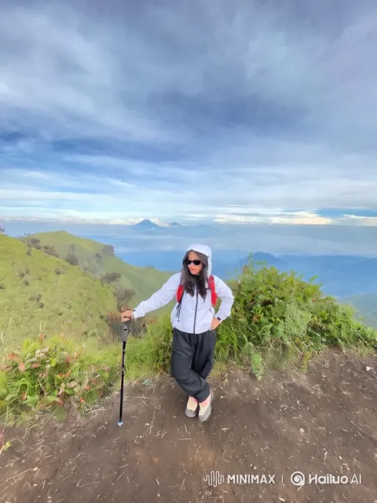 Hiker Admires Majestic Mountain Landscape – AI Generated Video | Hailuo AI