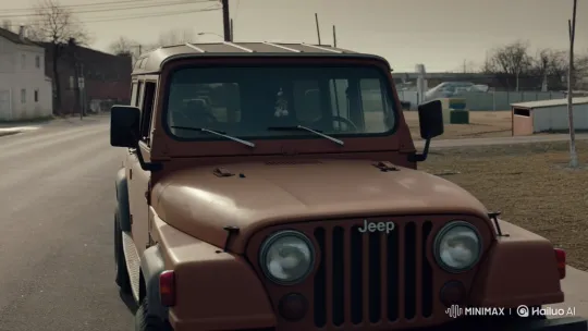 Person Enters Classic Jeep Wagon in Urban Setting – AI Generated Video | Hailuo AI