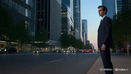 Young Man Gets into Porsche on Bustling City Street – AI Generated Video | Hailuo AI