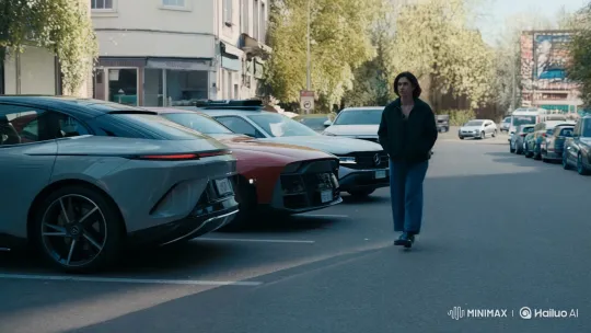 Person Enters Modern Car on Urban Street – AI Generated Video | Hailuo AI