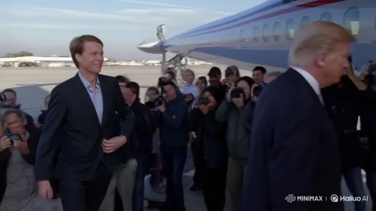 Person Meets and Conferences with Donald Trump on Presidential Plane – AI Generated Video | Hailuo AI