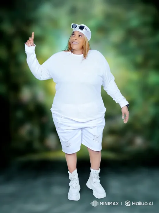 Woman in White Points Up with Confidence – AI Generated Video | Hailuo AI