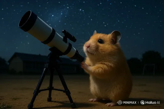 Hamster Gazes at Stars, Appears to 'Speak' – AI Generated Video | Hailuo AI