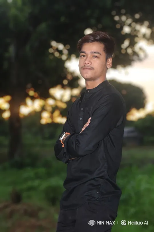Young Man in Sunset: Poised and Serene Smile – AI Generated Video | Hailuo AI