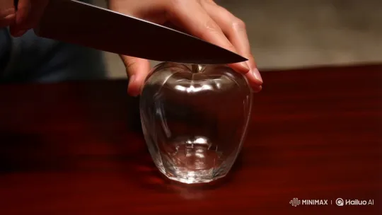 Transparent Apple Sliced with ASMR Visuals – AI Generated Video | Hailuo AI
