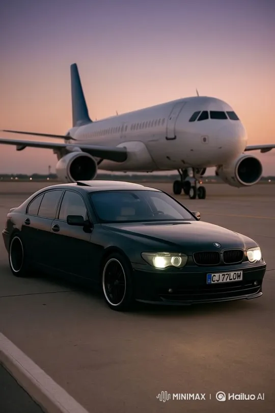 Sleek Sedan Drifts on Airport Tarmac at Dusk – AI Generated Video | Hailuo AI