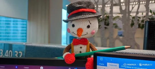 Crocheted Snowman Toy Mimics Affectionate Gestures – AI Generated Video | Hailuo AI