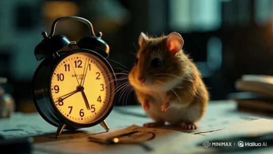 Curious Hamster and Vintage Alarm Clock Study – AI Generated Video | Hailuo AI