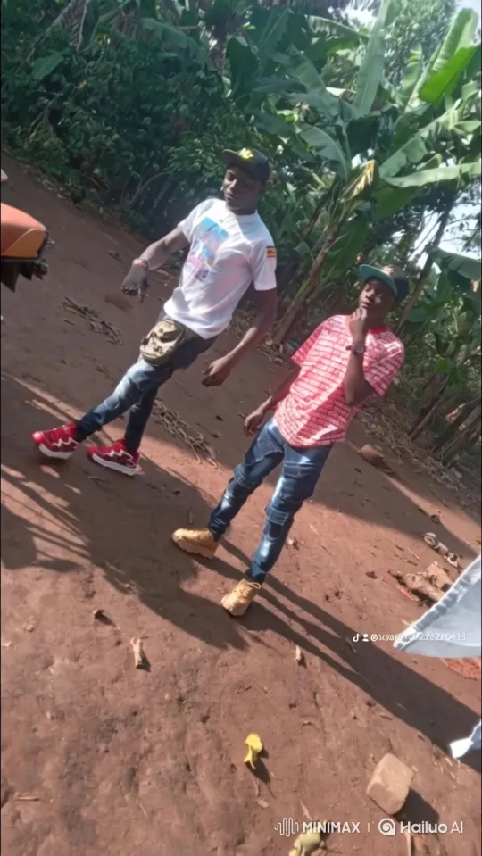 Two Men Pose in Tropical Landscape with Dynamic Camera Movement – AI Generated Video | Hailuo AI