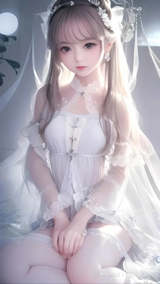 Young Woman in Ethereal Room with Intimate Camera Movement – AI Generated Video | Hailuo AI