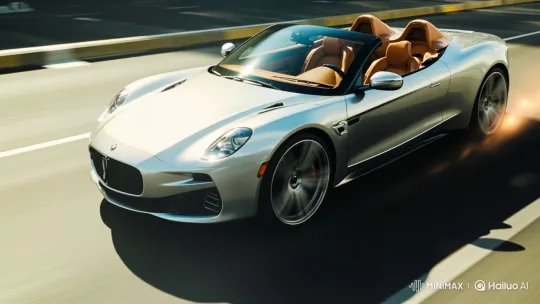 Silver Convertible Cruises Down Sunny Highway – AI Generated Video | Hailuo AI