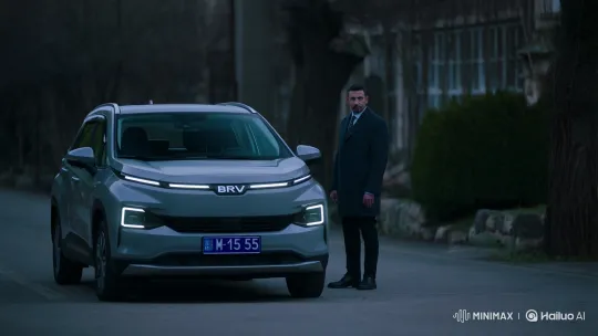 Man Enters and Drives Away in BRV Car – AI Generated Video | Hailuo AI