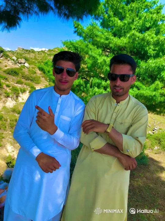 Two Friends Enjoy Serenity on a Sunny Hillside – AI Generated Video | Hailuo AI