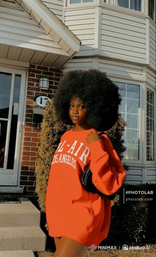 Young Woman with Afro Smiles Calmly in Bel-Air – AI Generated Video | Hailuo AI
