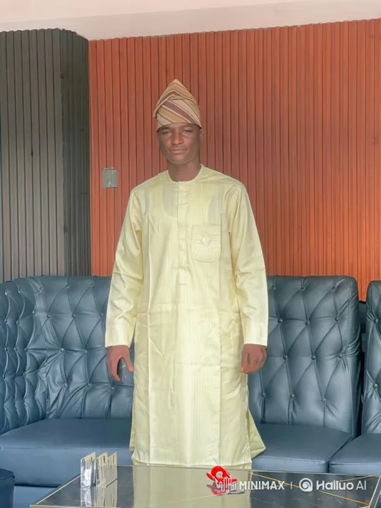 Young Man in Striped Tunic Engages with Camera – AI Generated Video | Hailuo AI