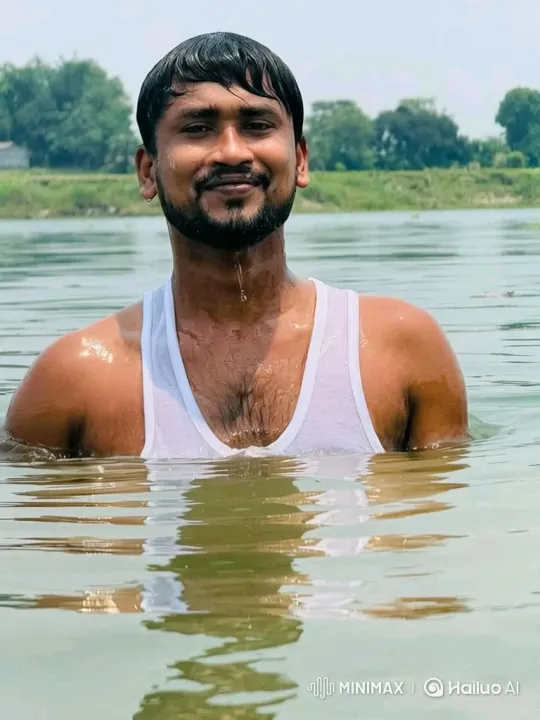 Man in River: Tranquil Presence Amidst Nature – AI Generated Video | Hailuo AI
