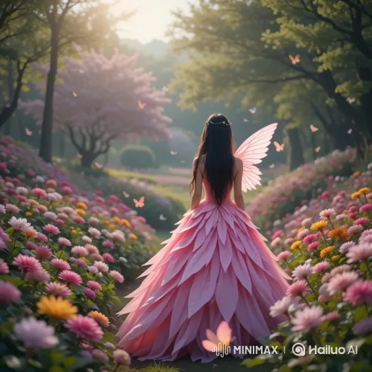Enchanted Garden: A Tranquil Scene with a Glowing Princess – AI Generated Video | Hailuo AI