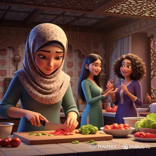 Kitchen Scene: A Woman's Silent Resilience Amid Laughter – AI Generated Video | Hailuo AI