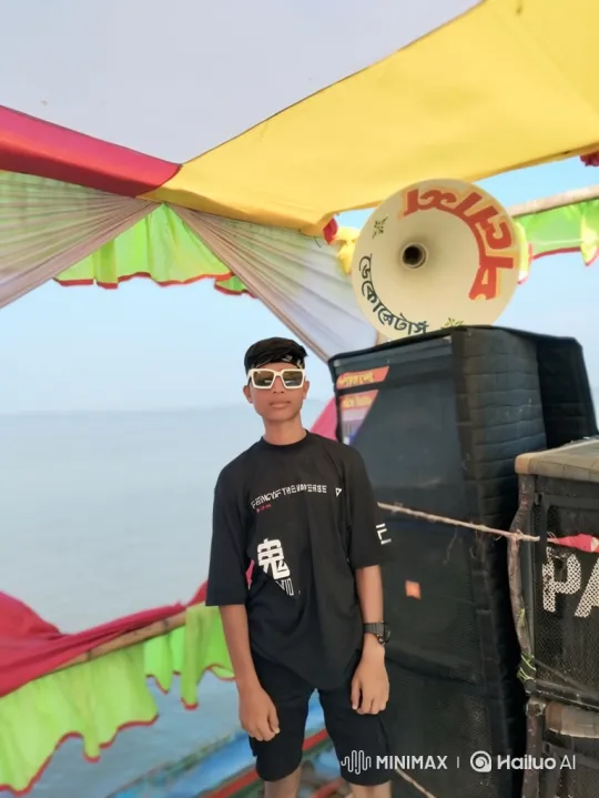Confident Young Man in Colorful Canopy by Water – AI Generated Video | Hailuo AI