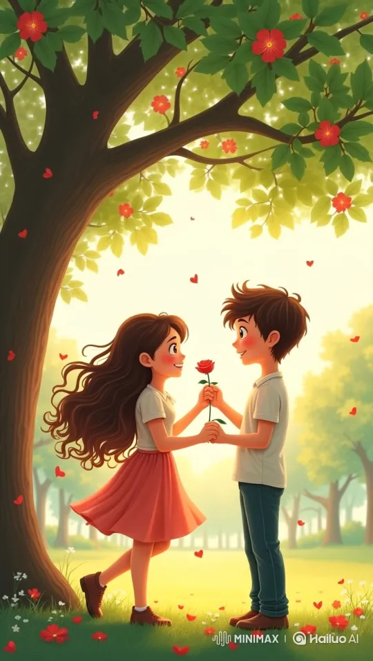 Romantic Exchange Under a Swaying Tree – AI Generated Video | Hailuo AI