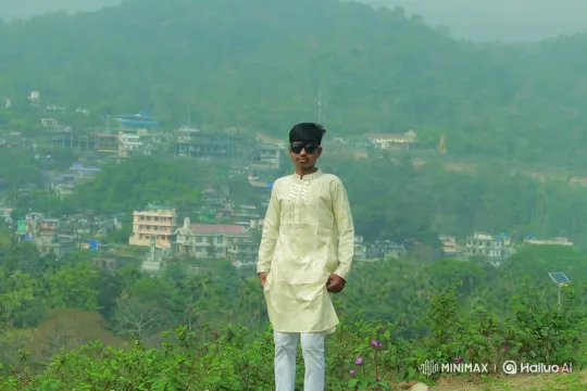 Young Man on Hilltop Contemplates Scenic View – AI Generated Video | Hailuo AI